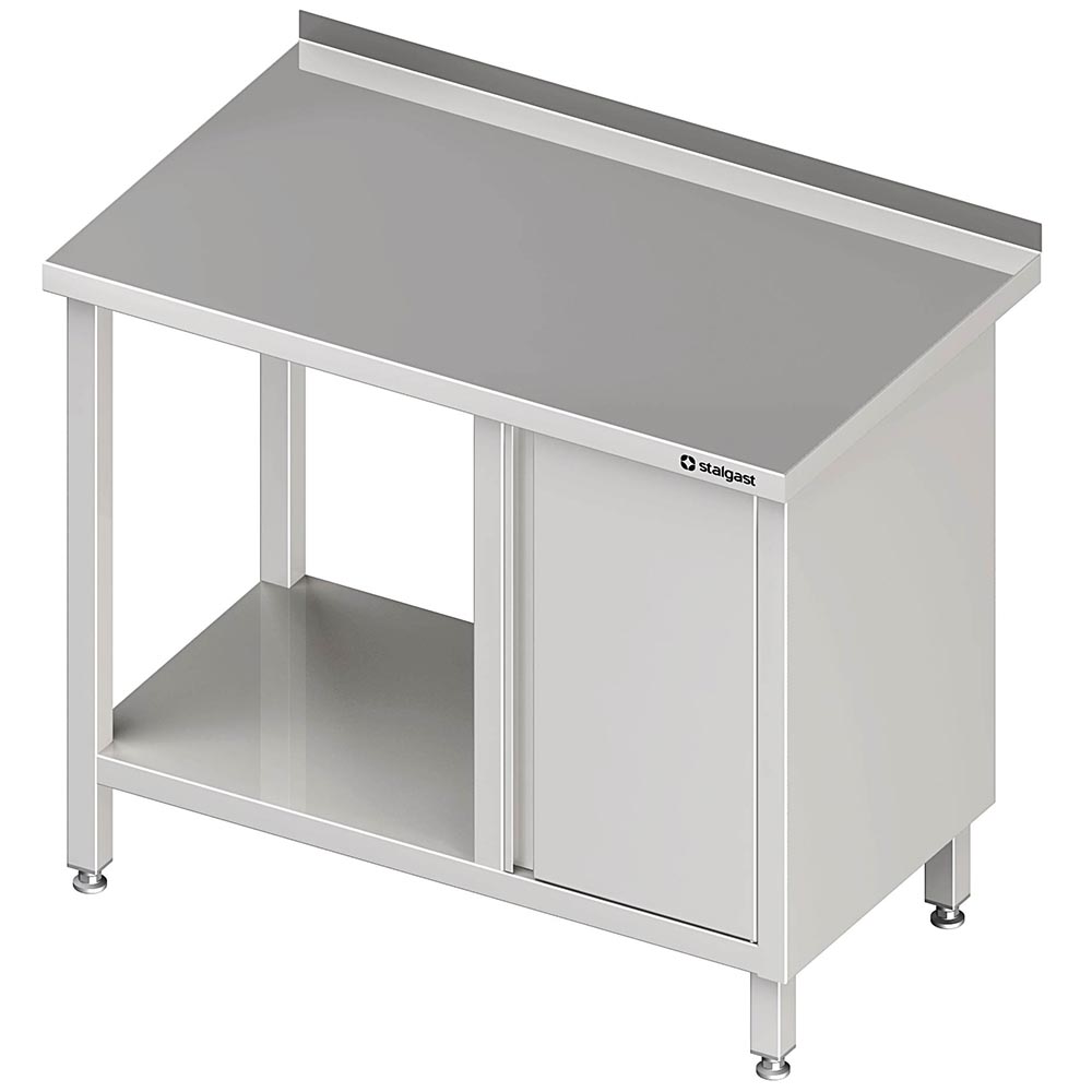 Stalgast Arbeitstisch mit Grundboden, 1400x700x850 mm, mit Flügeltürschrank rech