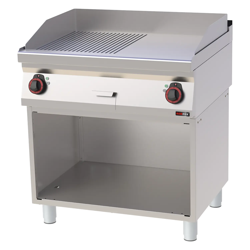 RM Gastro Grillplatte 80x51 elektrisch verchromt kombiniert mit Unterbau 400 V /