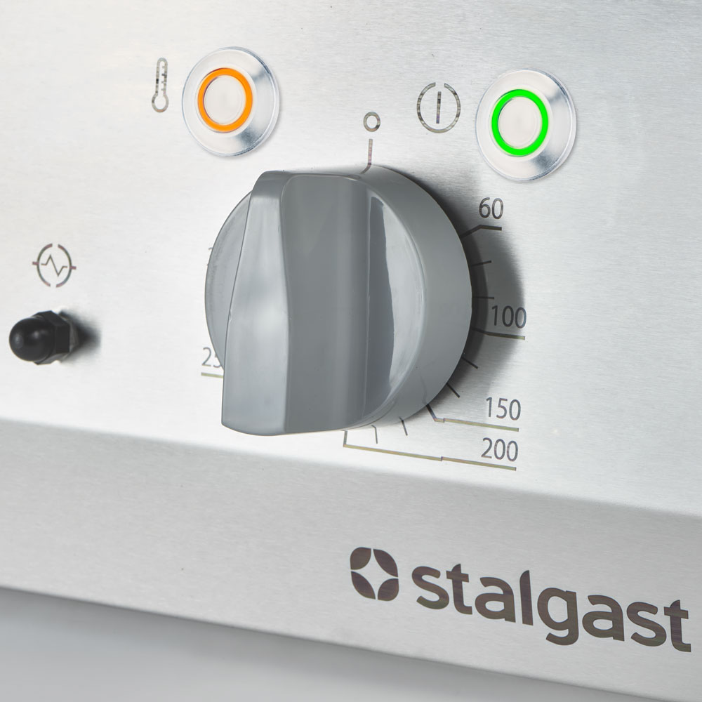 Stalgast Verchromte Elektro-Griddleplatte als Tischgerät, 800x700 mm, ½ glatte/½