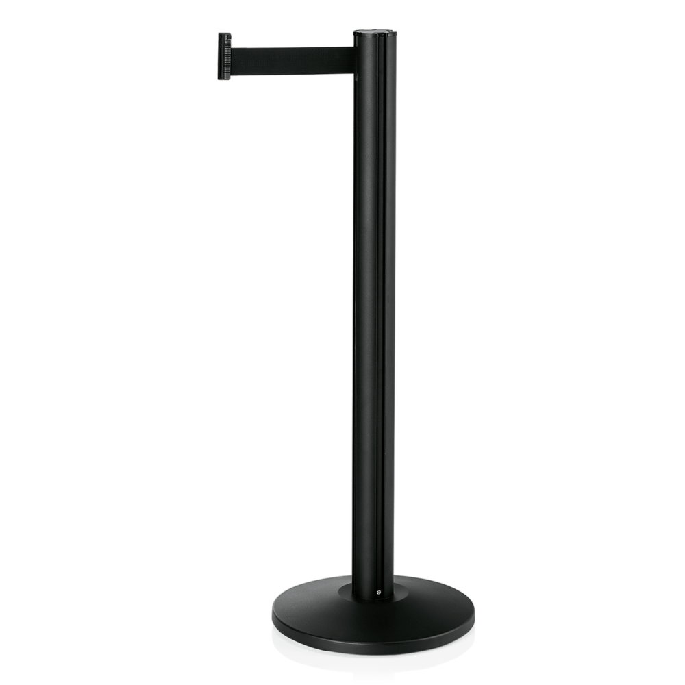 WAS Abgrenzungspfosten Joinflex mit Gurtband schwarz, 3 m, Edelstahl, schwarz pu