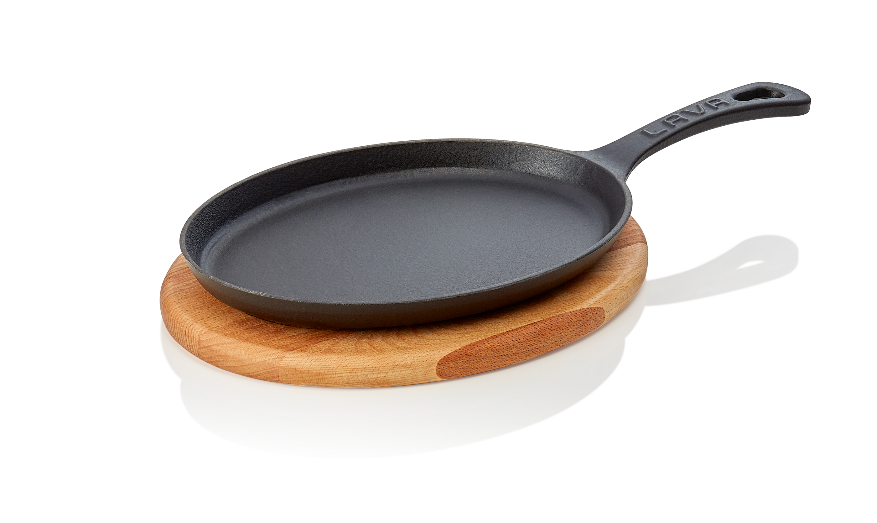 WAS Brat-/Servierpfanne Höhe 3,5 cm Stiel 14 cm 23 x 17 x 2 cm Holz/Gusseisen