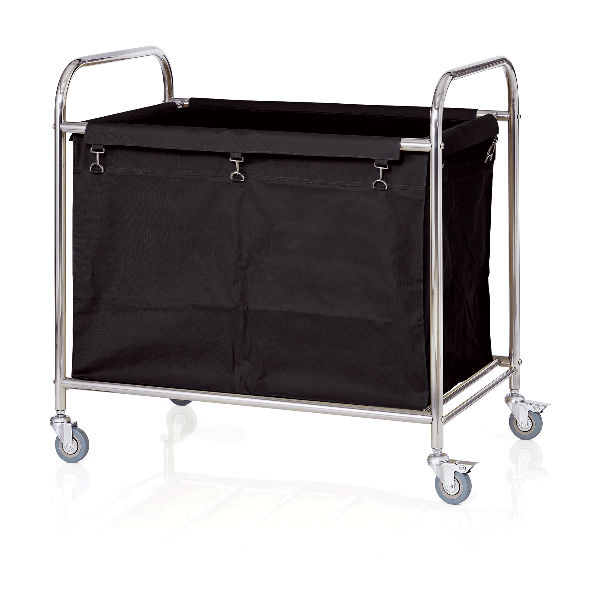 WAS Wäschewagen, 90 x 55 x 90 cm, schwarz, Edelstahl, verchromt, Nylon