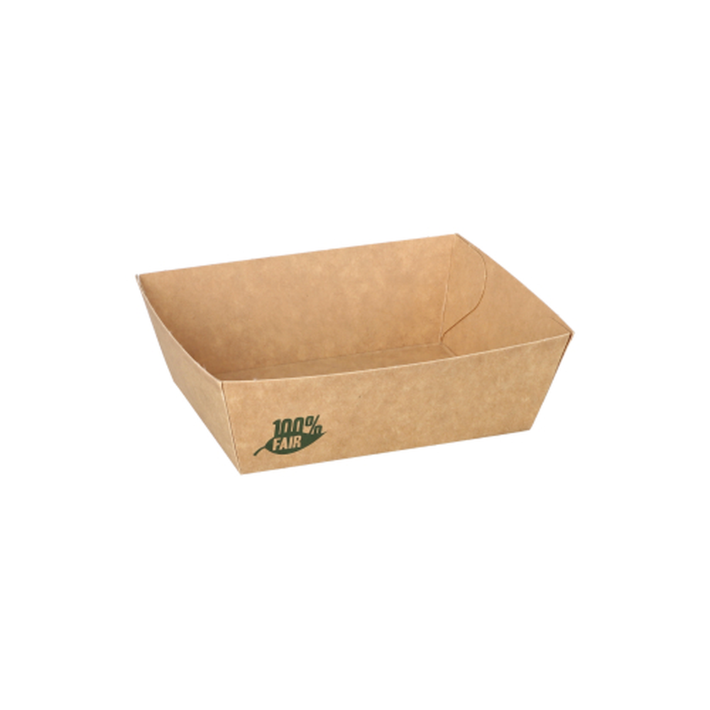 Papstar Snacktrays, Pappe "pure" 3,5 cm x 7 cm x 9 cm braun "100% Fair" klein