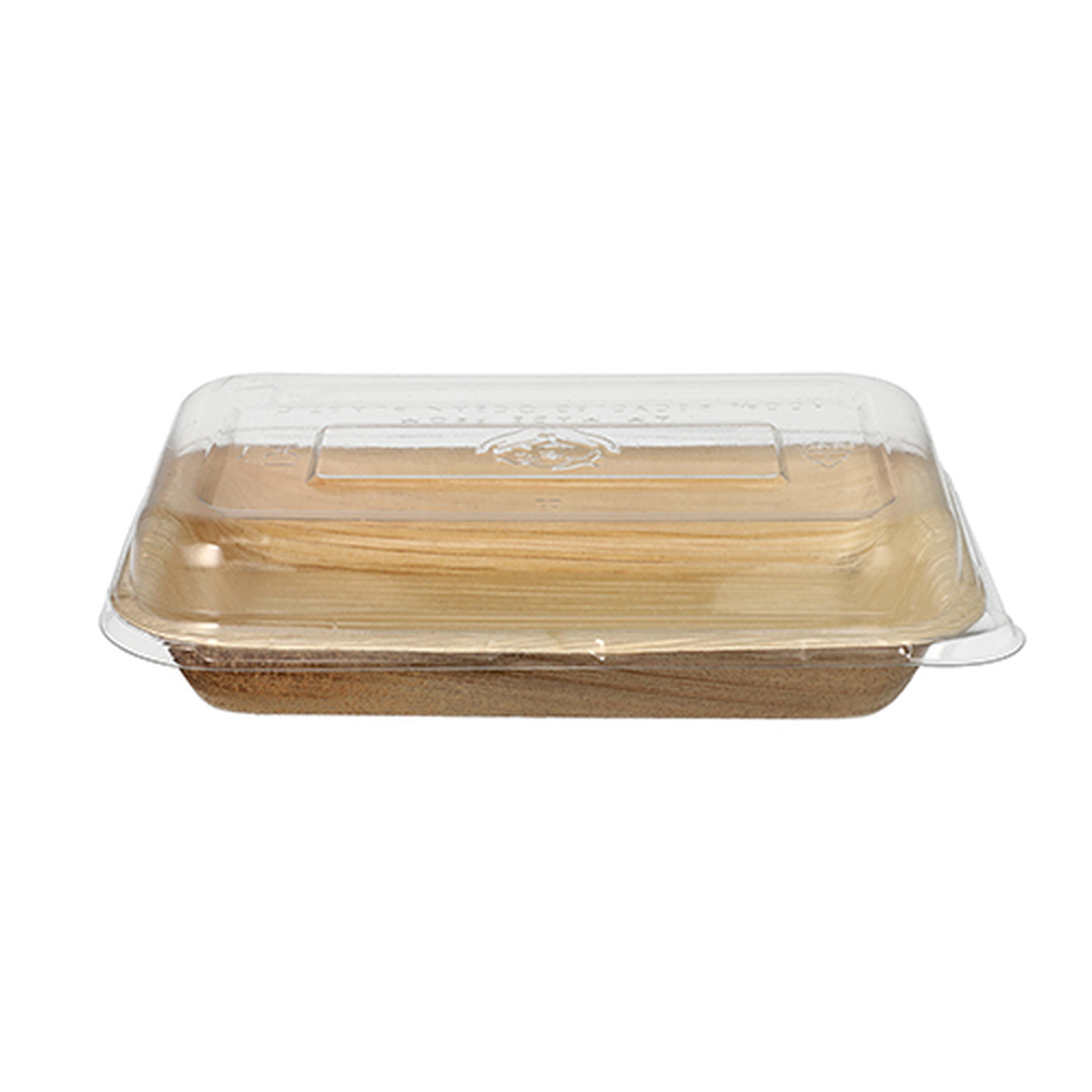 PAPSTAR Schalen, Palmblatt eckig 200 ml 4,8 cm x 12 cm x 18 cm mit rPET Decke