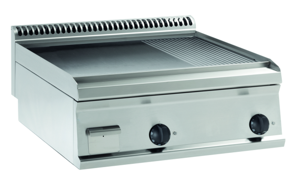 KBS Elektro-Grillplatte 2/3 glatt+1/3 gerillt, hartverchromt, 2 Heizzonen Tischg