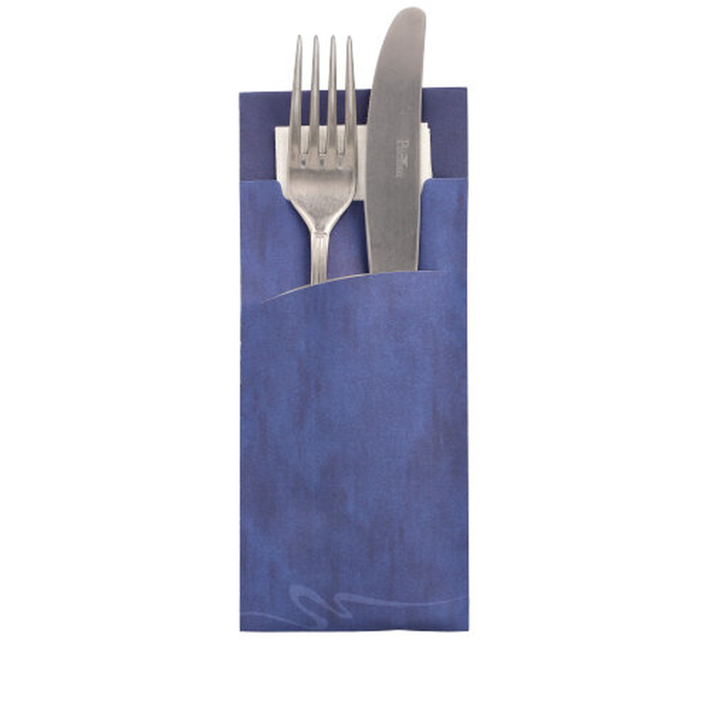 Papstar Bestecktaschen 20 cm x 8,5 cm blau inkl. weißer Serviette