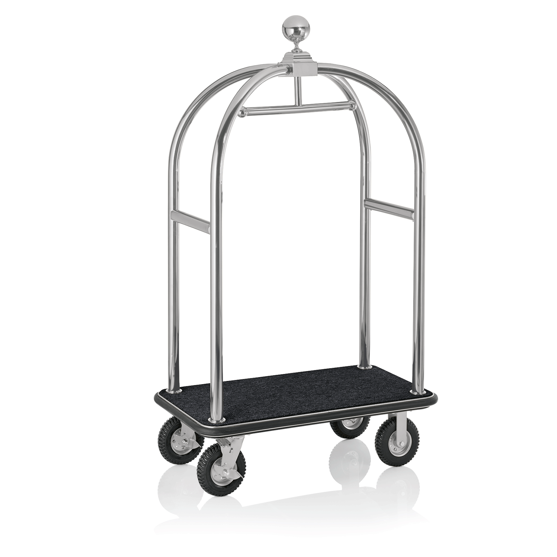 WAS Gepäckwagen DRIFT, 112 x 60 x 190 cm, silberfarben, gebürstet, schwarzer Tep