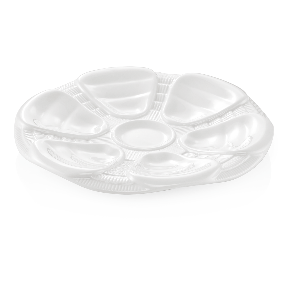 WAS Austernteller für 6 Austern Set, Ø 25 cm, Set á 6 Stück, Porzellan
