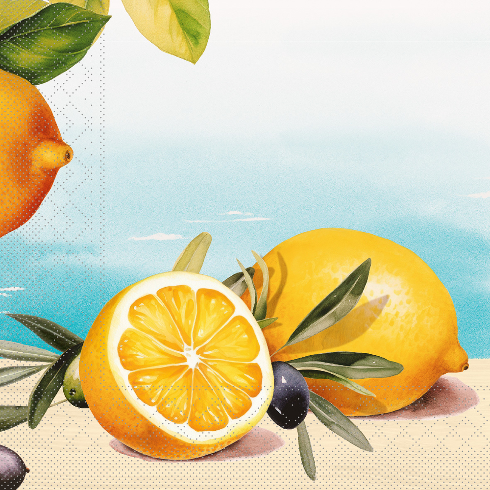 Mank Serviette Olives & Lemons 33 x 33 cm 1/4 Falz