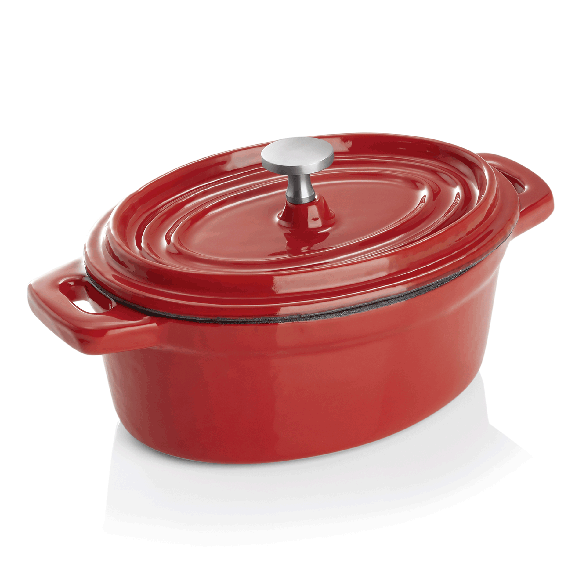 WAS Cocotte, 12,5 x 9,5 x 6,5 cm, rot, Gusseisen, Edelstahl, emailliert