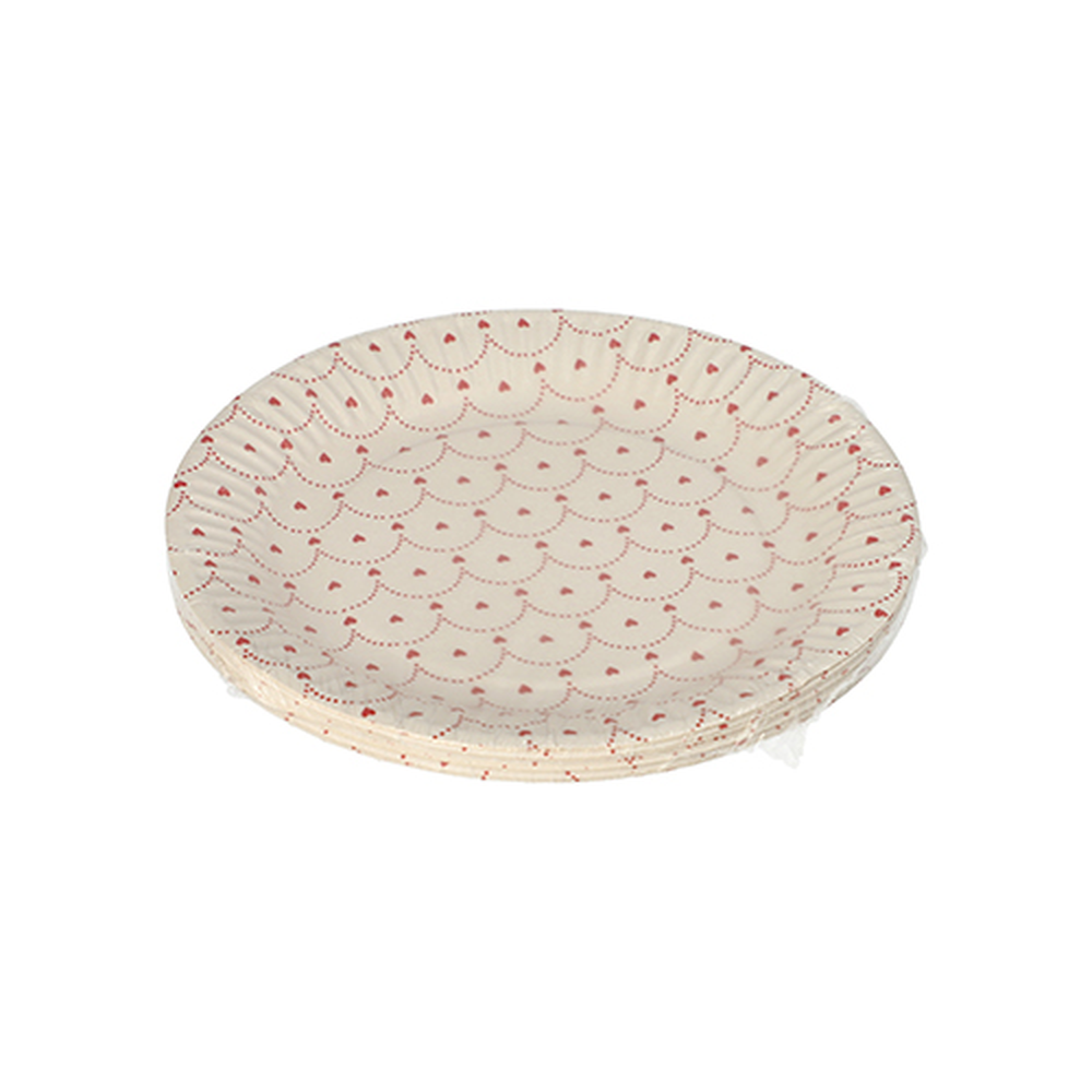 Papstar Teller, Pappe rund Ø 18 cm "Hjärtan"