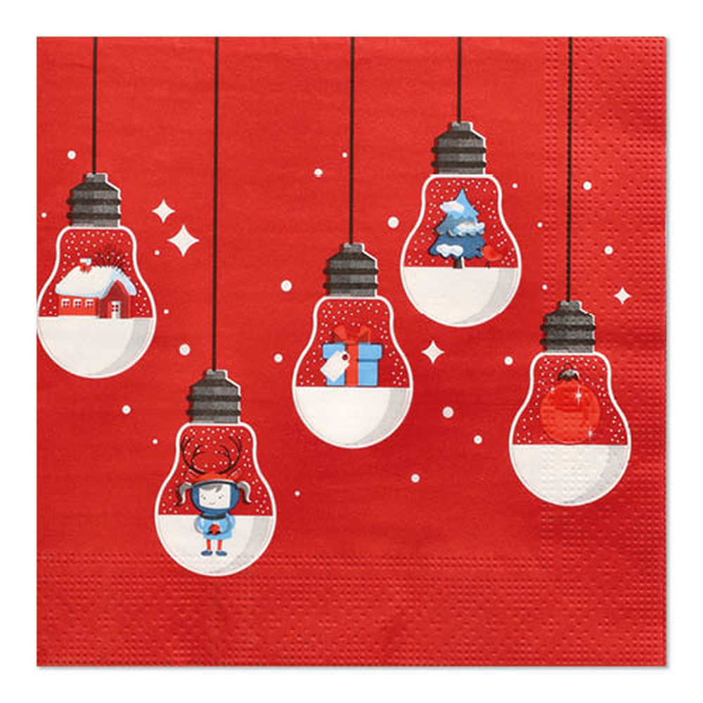 Papstar Servietten, 3-lagig 1/4-Falz 33 cm x 33 cm rot "Lighting"