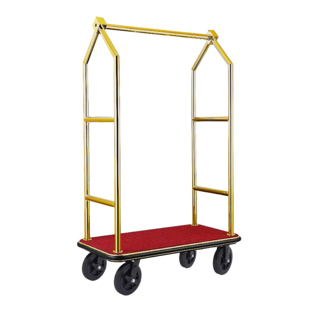 WAS Gepäckwagen VOYAGER, 112 x 65 x 190 cm, Titanium gold, roter Teppich, Chromn
