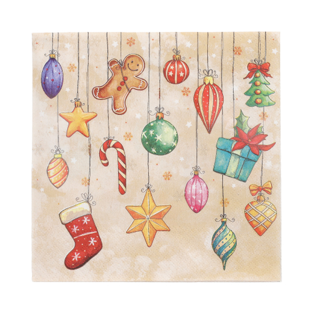 Papstar Servietten, 3-lagig 1/4-Falz 33 cm x 33 cm "X-Mas Decoration"