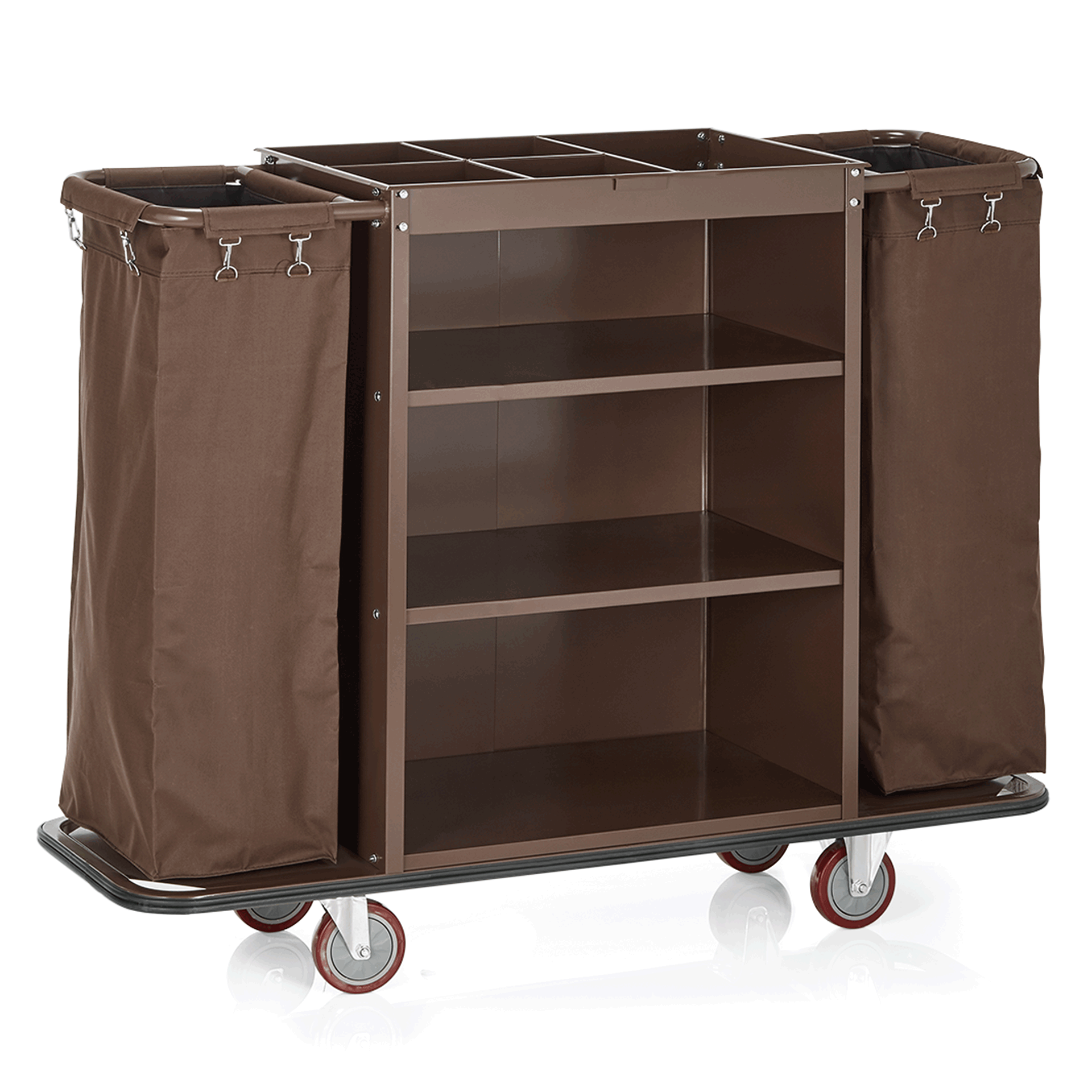 WAS Zimmerservicewagen, 140 x 47 x 108 cm, braun, Stahl, Pulverbeschichtet, Poly