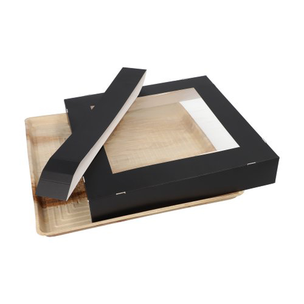 PAPSTAR Tabletts, Palmblatt eckig 5 cm x 29 cm x 29 cm mit separatem Deckel u