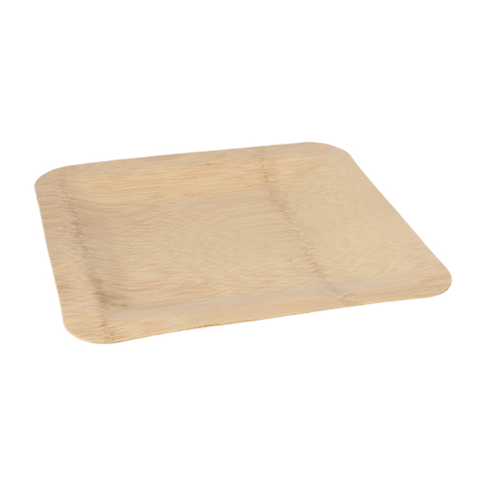 Papstar Teller, Bambus "pure" eckig 1,5 cm x 25,5 cm x 25,5 cm
