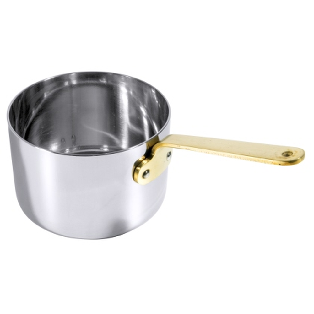 Contacto Stielkasserolle 9 cm, tief Edelstahl mit Messinggriff