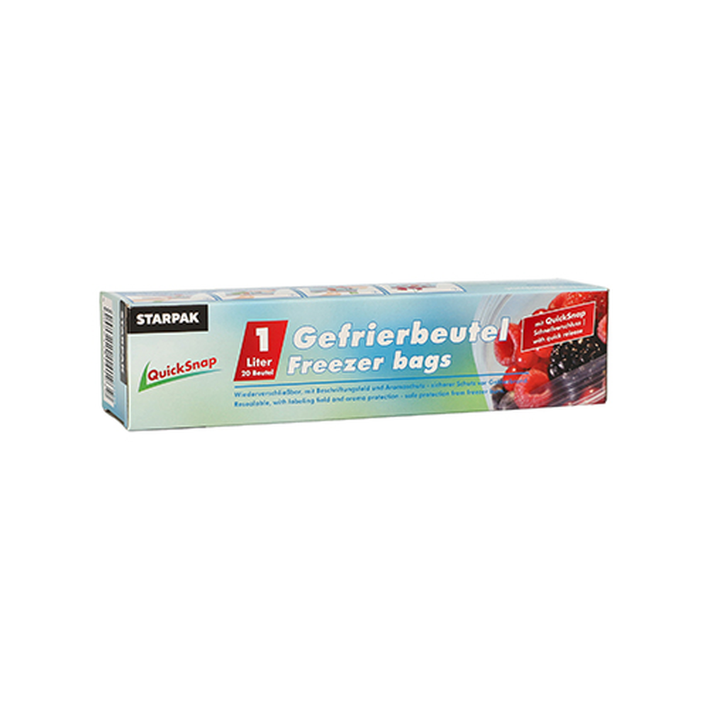 Papstar QuickSnap Gefrierbeutel 1 l 20 cm x 18 cm transparent in Faltschachtel