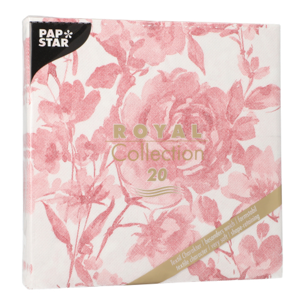 Papstar Servietten "ROYAL Collection" 1/4-Falz 40 cm x 40 cm bordeaux "Rose"