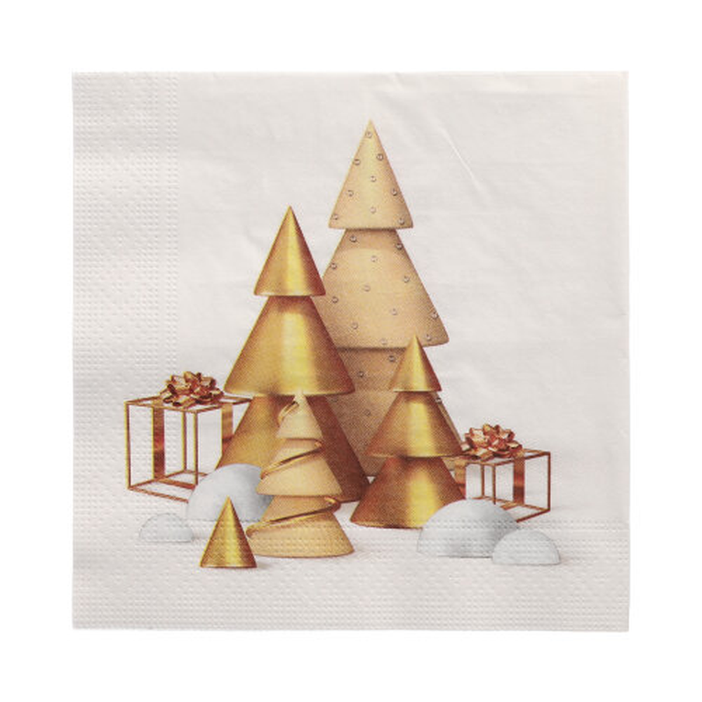 Papstar Servietten, 3-lagig 1/4-Falz 33 cm x 33 cm "Scene de Noel"