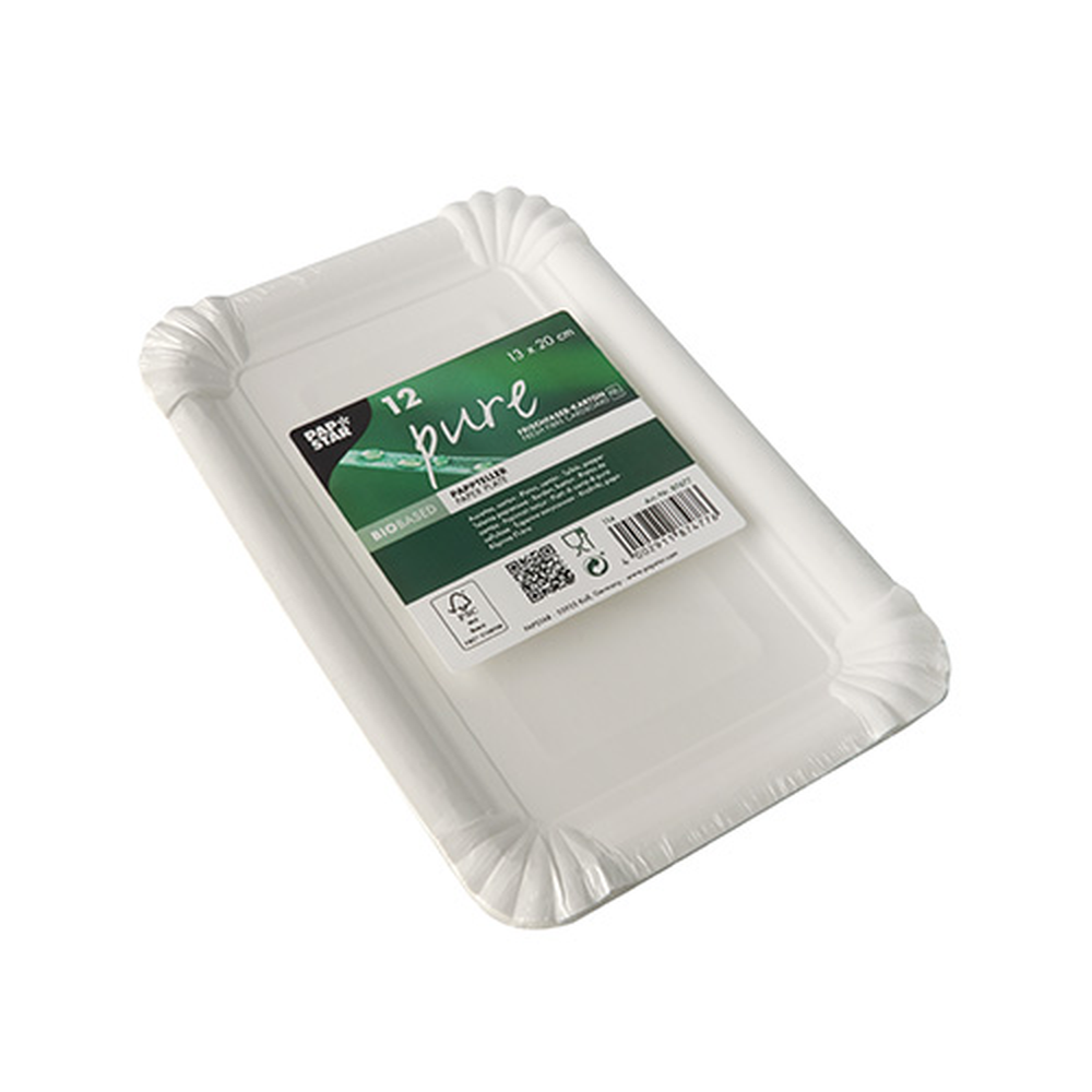 Papstar Teller, Pappe "pure" eckig 13 cm x 20 cm weiss