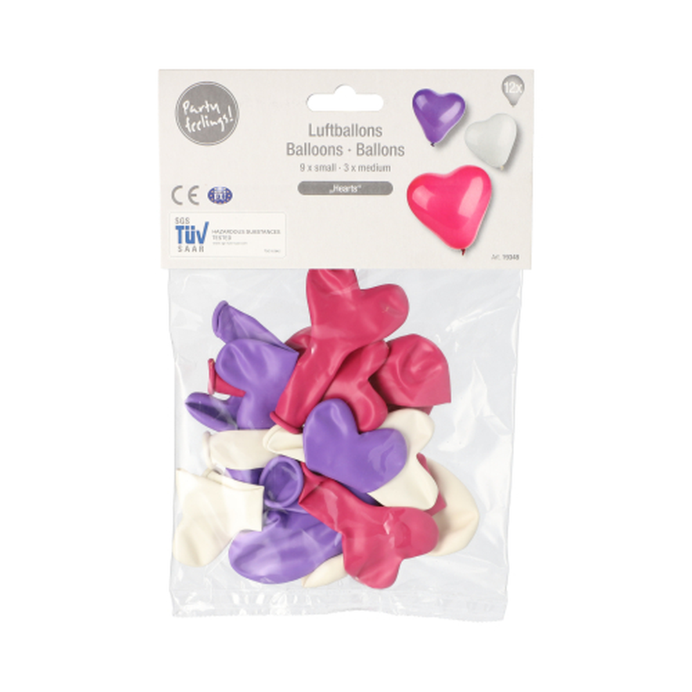 Papstar Luftballons farbig sortiert "Heart" small + medium