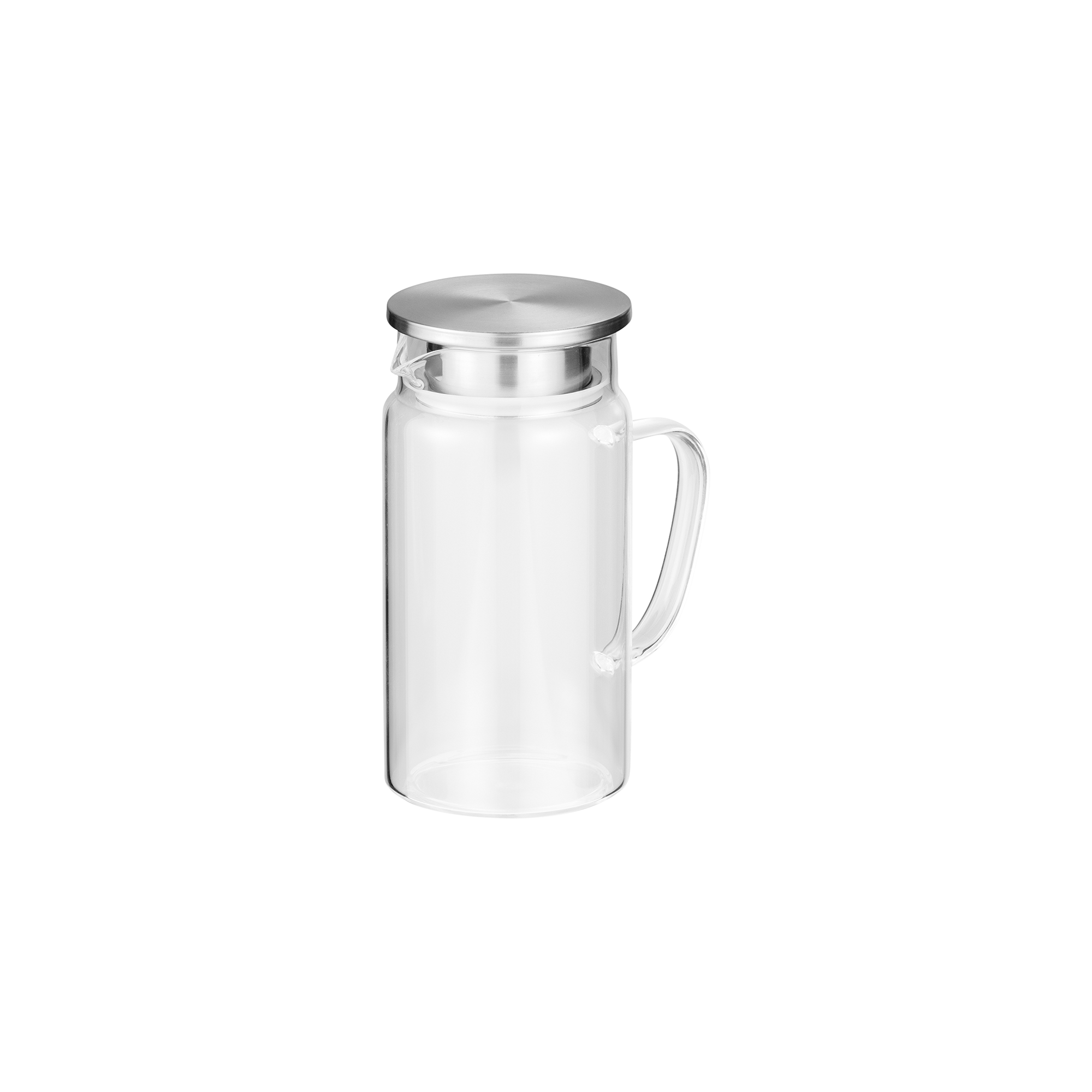WAS Karaffe, 1,5 ltr., Ø 10,5 cm, Borosilikatglas, Edelstahl, Silikon