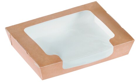 Pacovis Large Food Tray, 190x140x40 mm, Kraft, ca.1150 ml, AntiFog