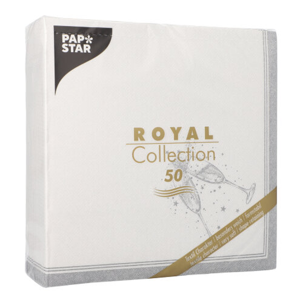 PAPSTAR Servietten ROYAL Collection 1/4-Falz 40 cm x 40 cm silber Festivi