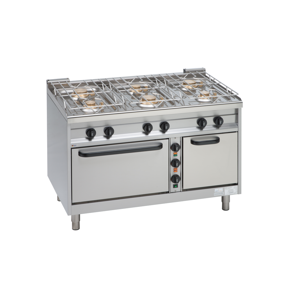 EKU Gasherd EMAXXBURNER 6 Kochstellen Gas-Jumbobackofen