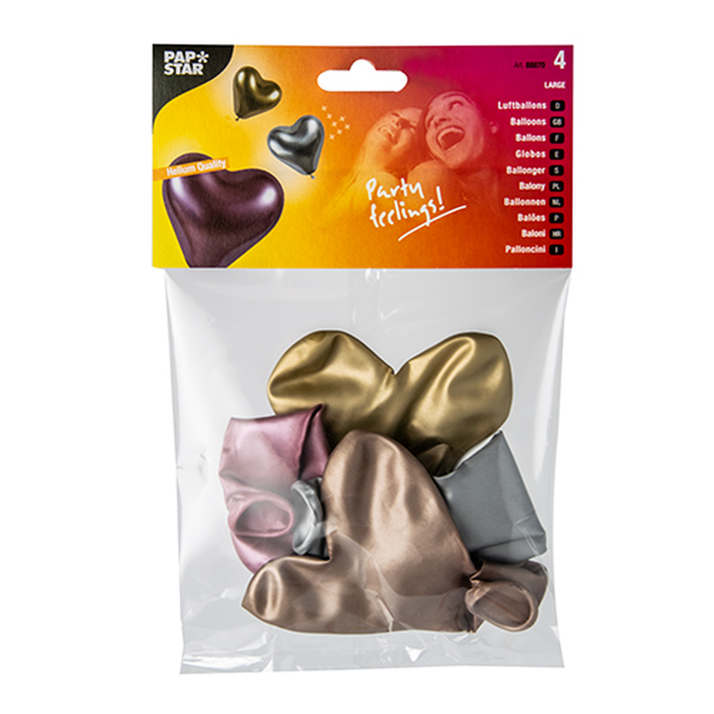 Papstar Luftballons Ø 28 cm farbig sortiert "Glossy Heart" large