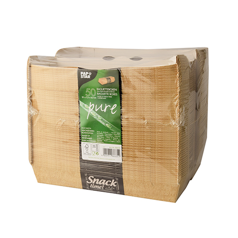 Papstar Baguetteboxen, Pappe "pure" 6,5 cm x 7,5 cm x 21 cm "Good Food"
