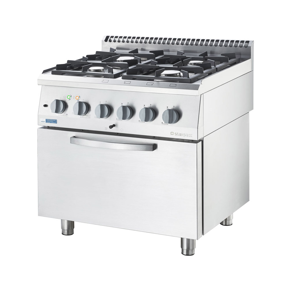 Stalgast Gasherd ECO 4 Brenner mit Elektro-Heißluftofen (600 x 400 mm / GN 1/1) 