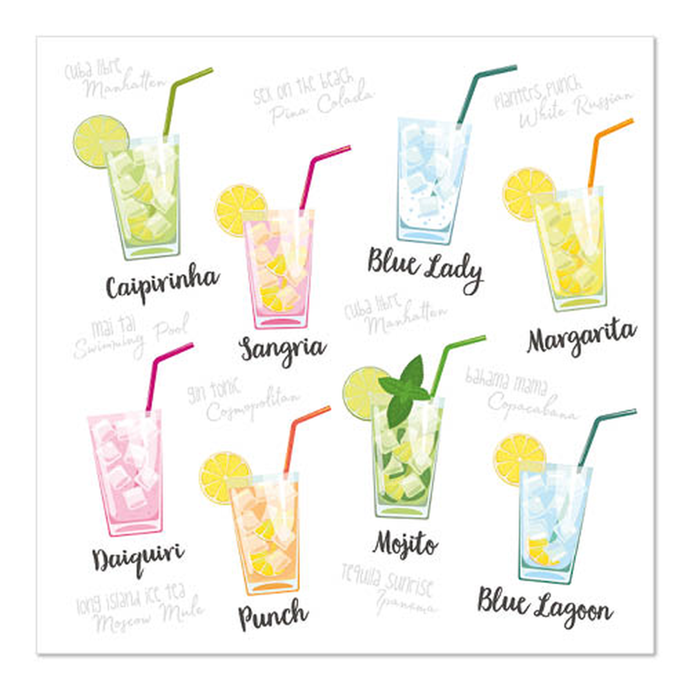 Papstar Servietten, 3-lagig 1/4-Falz 33 cm x 33 cm "Cocktail"