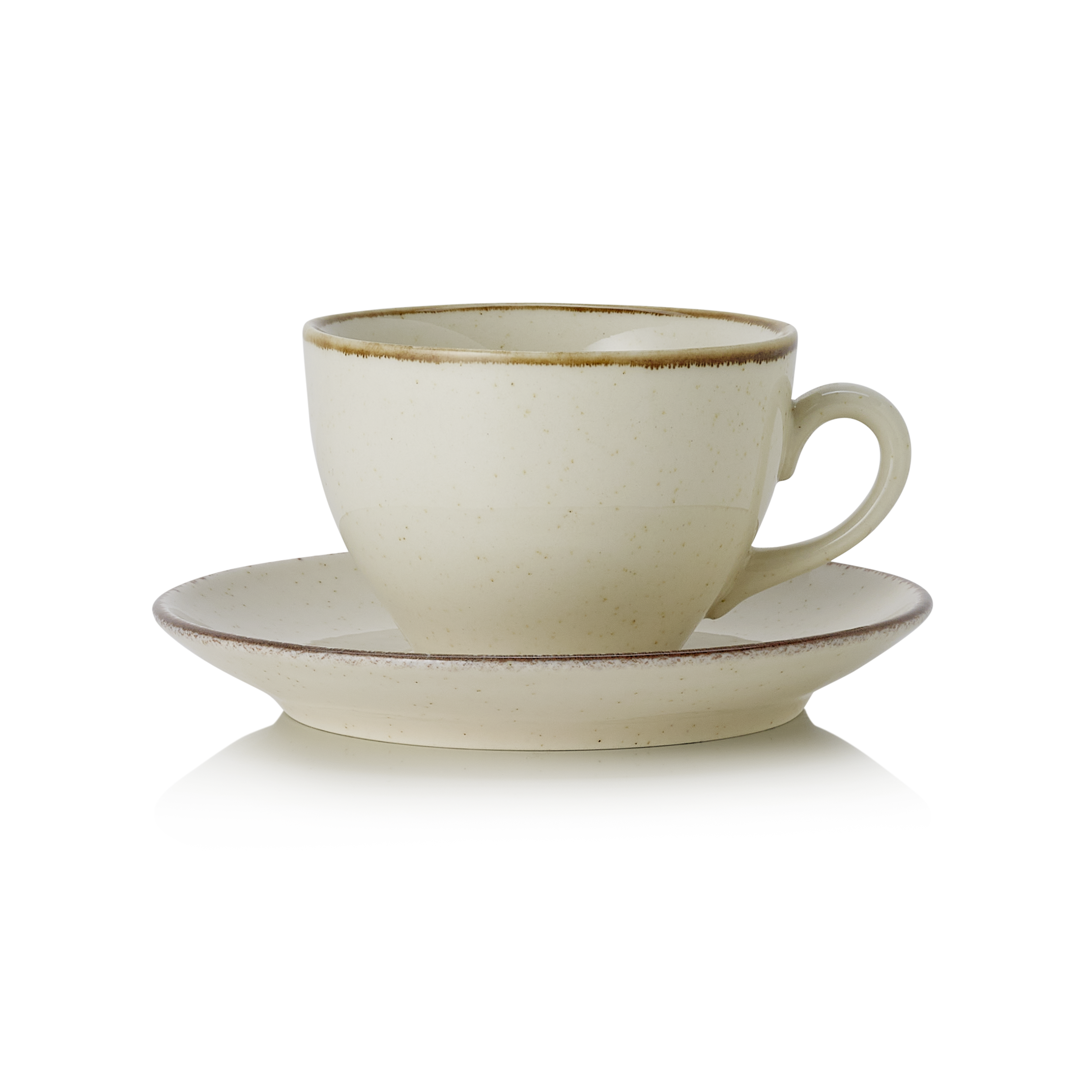 WAS Ober- und Untertasse Set SMILLA SAND, 220 ml, Set á 6 Stück, sand, Porzellan