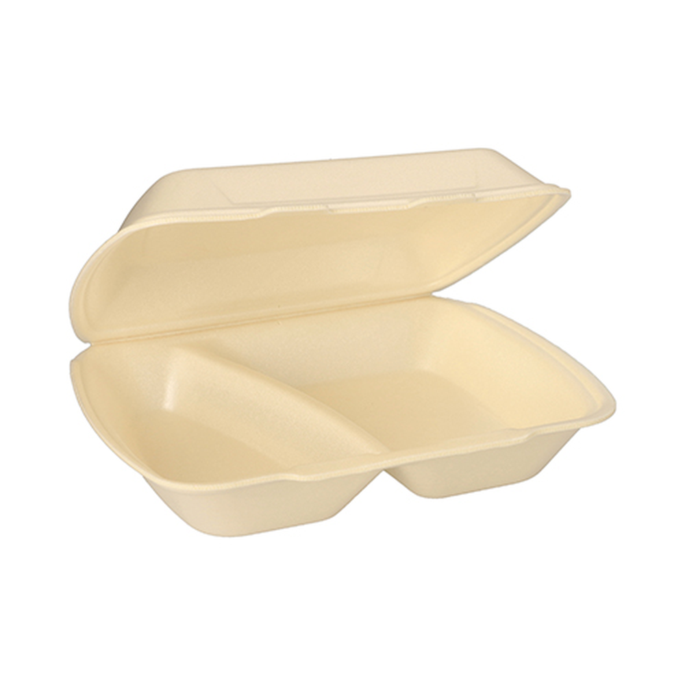 PAPSTAR Menüboxen mit Klappdeckel, XPS 2-geteilt 7,5 cm x 24,3 cm x 20,8 cm