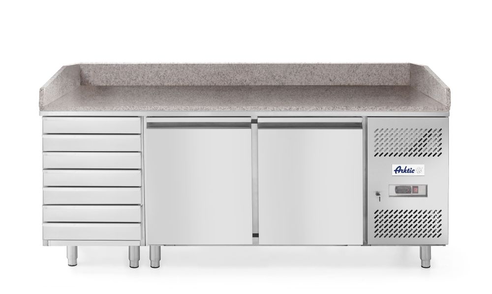 Hendi Pizzatisch, zweitürig mit 7 Schubladen 280L, Arktic, 250L, 230V/250W, 2020