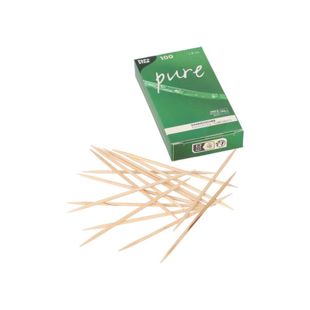 Papstar Zahnstocher, Holz "pure" rund 8 cm