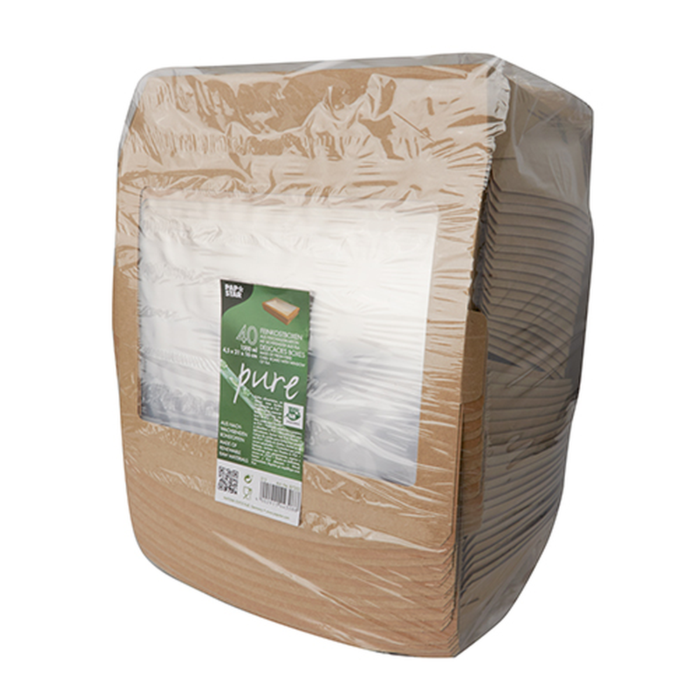 PAPSTAR Feinkostboxen Pappe pure eckig 1500 ml 4,5 cm x 21 cm x 16 cm braun