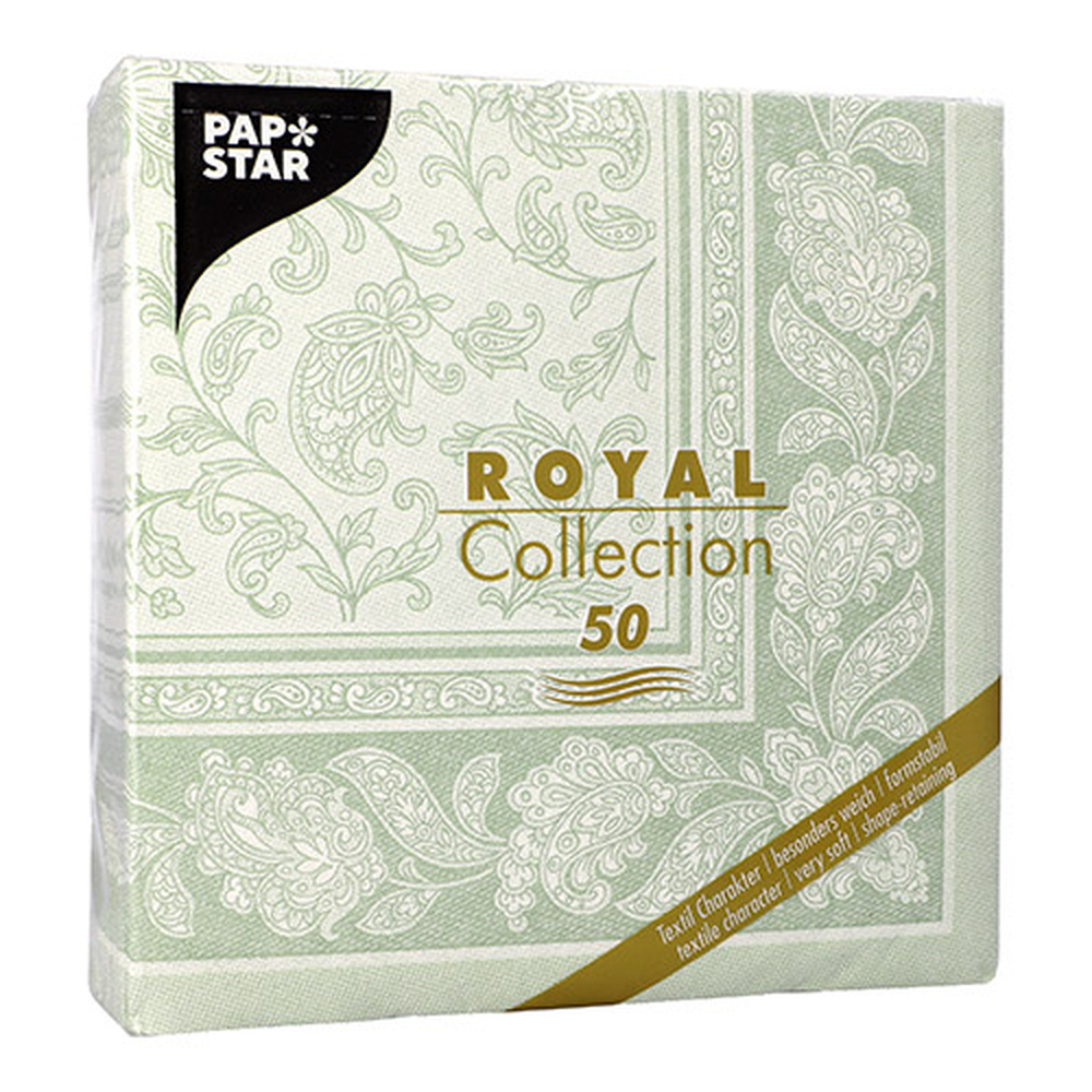 PAPSTAR Servietten ROYAL Collection 1/4-Falz 40 cm x 40 cm jadegrün Ornam