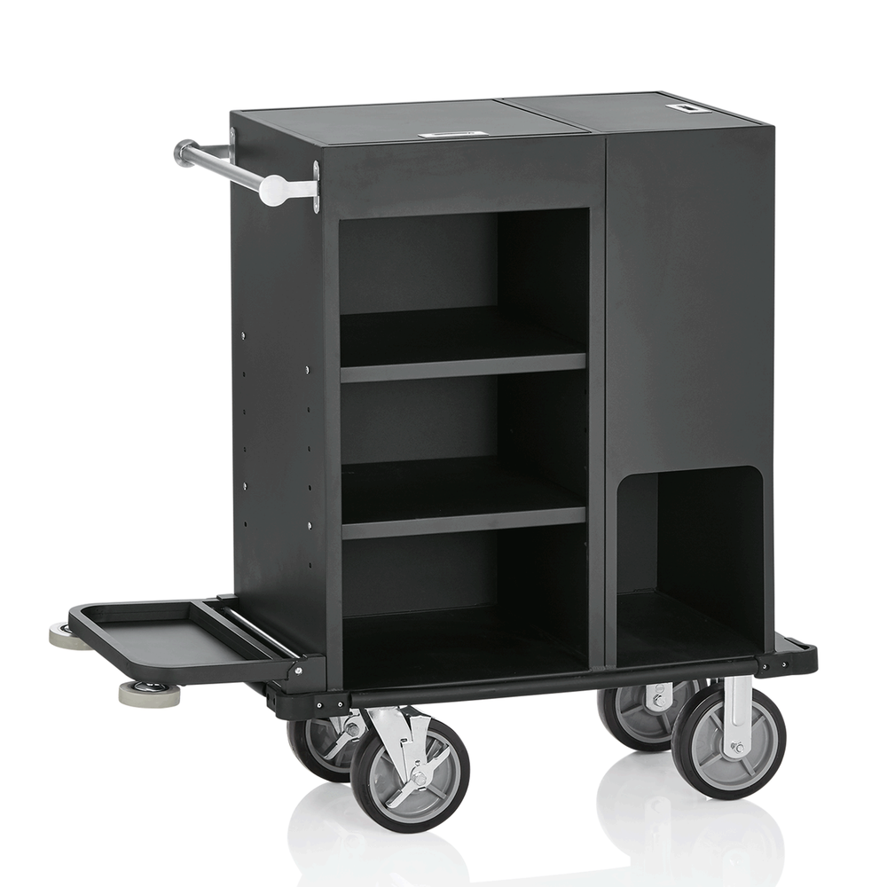 WAS Zimmerservicewagen, 93 x 50 x 117 cm, schwarz, Aluminium, Pulverbeschichtet