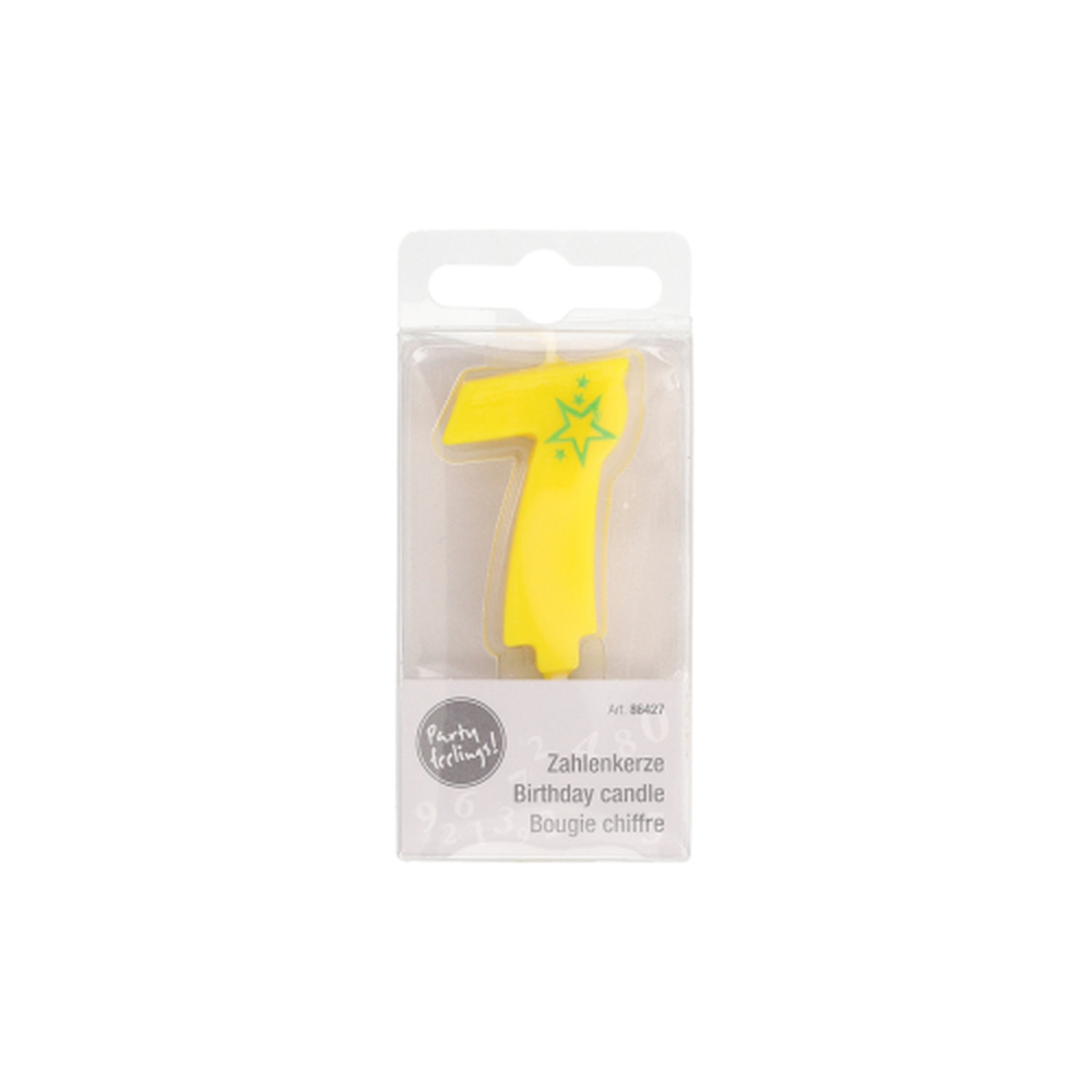 Papstar Zahlenkerze, Mini 6,8 cm gelb "7"