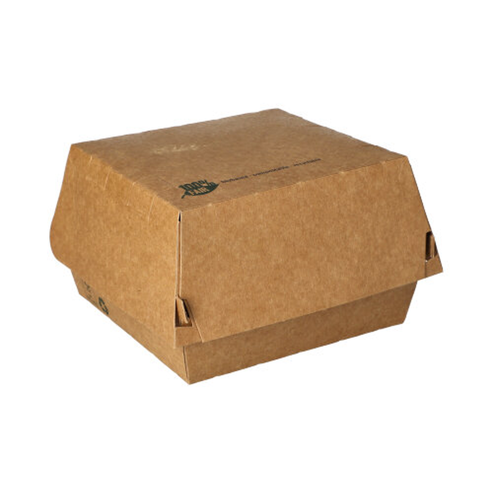 Papstar Burgerboxen, Pappe 7,8 cm x 11,5 cm x 11 cm braun "100% Fair" groß