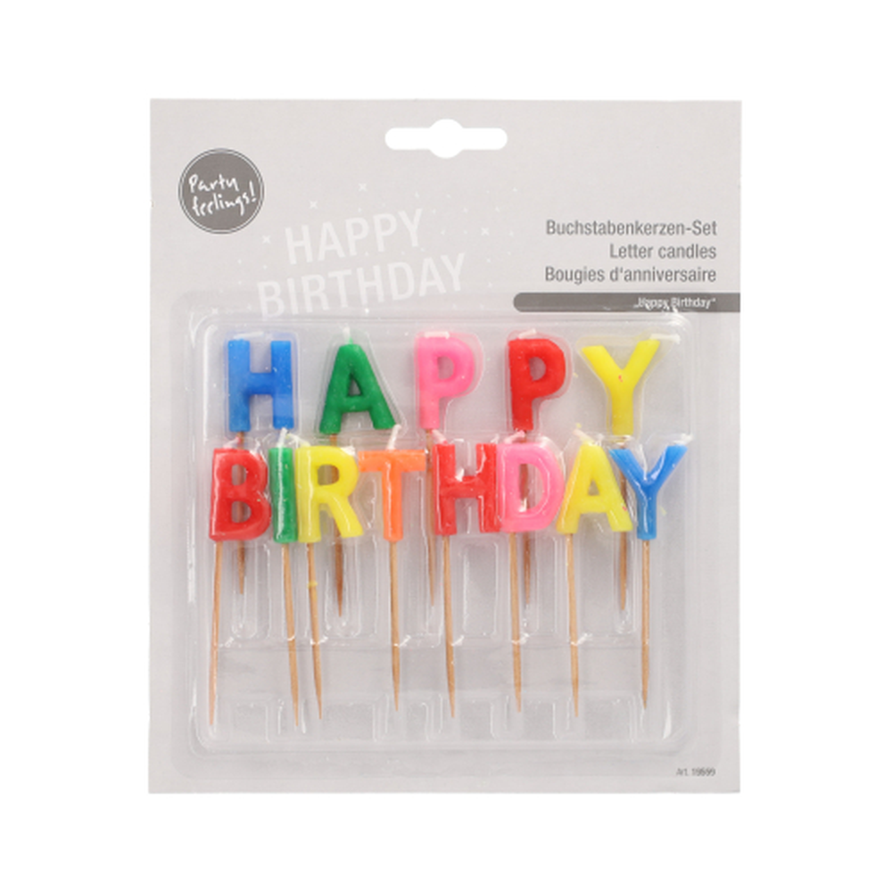 Papstar Buchstabenkerzen-Set 8 cm "Happy Birthday"
