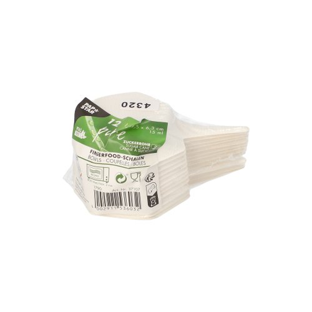 PAPSTAR Fingerfood - Schalen Zuckerrohr pure 15 ml 1,5 cm x 9,5 cm x 6,3 cm