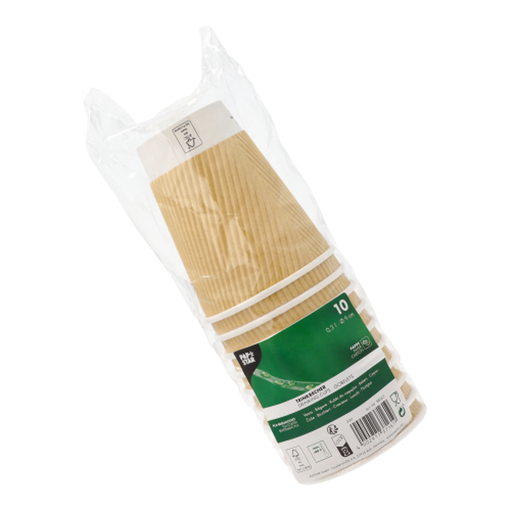 Papstar Trinkbecher, Pappe 0,3 l Ø 9 cm · 11 cm natur Ripple Wall