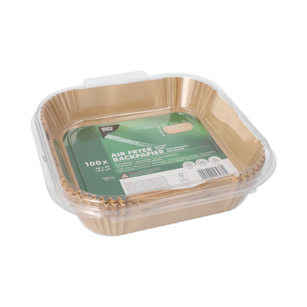 Papstar Backpapiere 20 cm x 20 cm x 4,5 cm braun für Heißluftfritteusen
