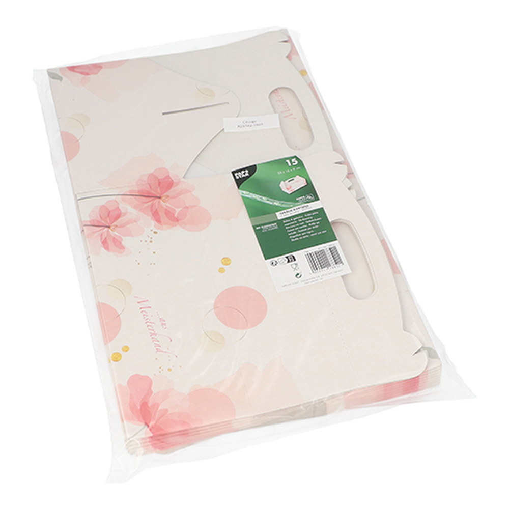 Papstar Gebäck-Kartons, Pappe eckig 23 cm x 16 cm x 9 cm rosé mit Tragegriff