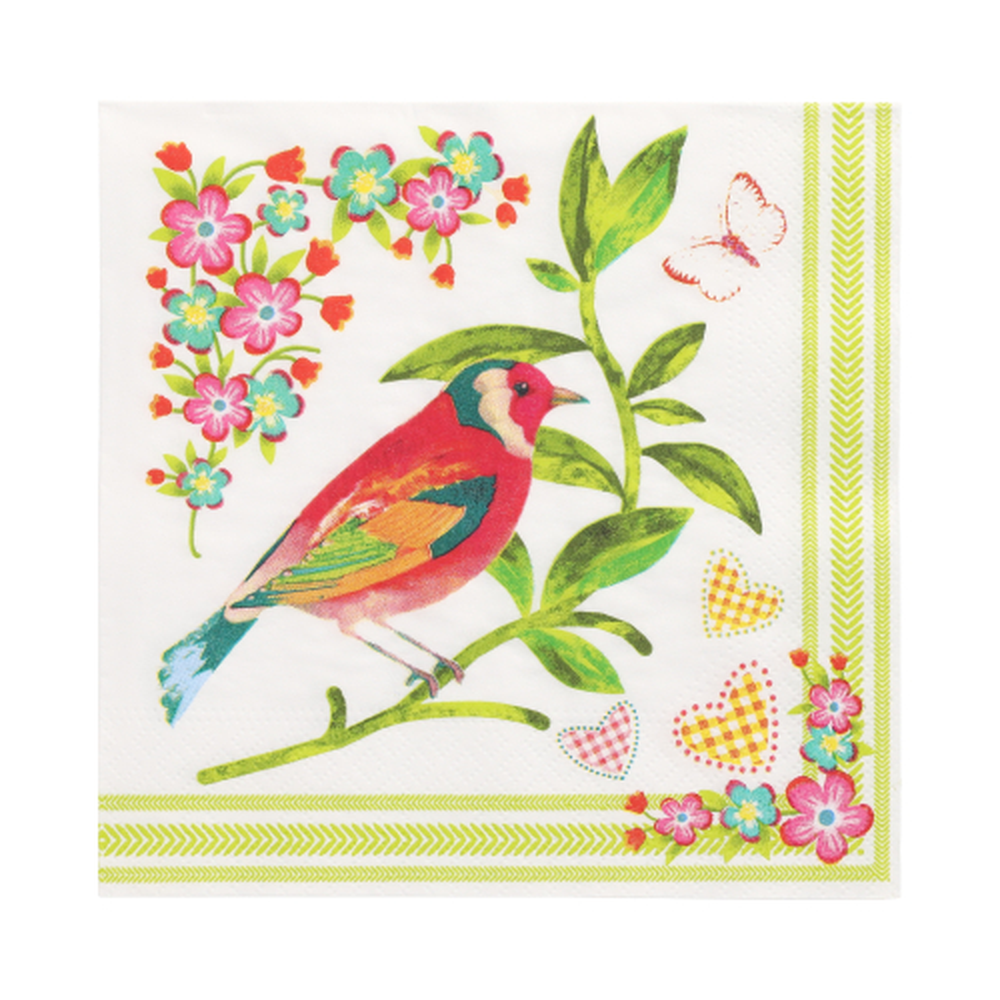 Papstar Servietten, 3-lagig 1/4-Falz 33 cm x 33 cm "Birdie"